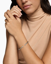 Cable Flex® Bracelet in Sterling Silver with Pearls and Diamonds, 4mm